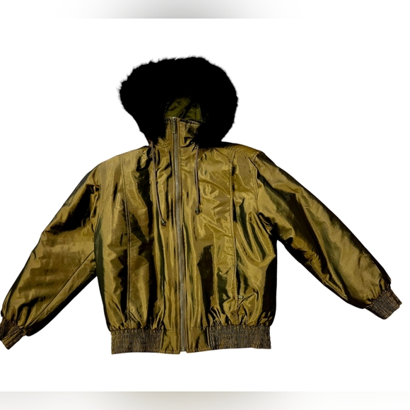Bromley Sport Thermoloft shimmery green ski jacket.faux fur trim. women's XS. - Picture 2 of 14